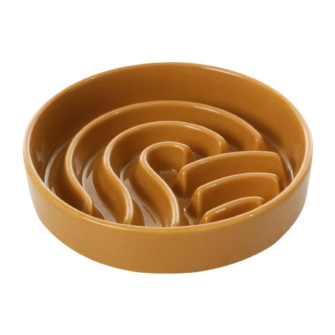 The Wave - Slow Feeder Dog Bowl Orange No Wood Stand