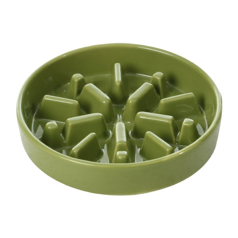 The Spark - Slow Feeder Dog Bowl Green No Wood Stand