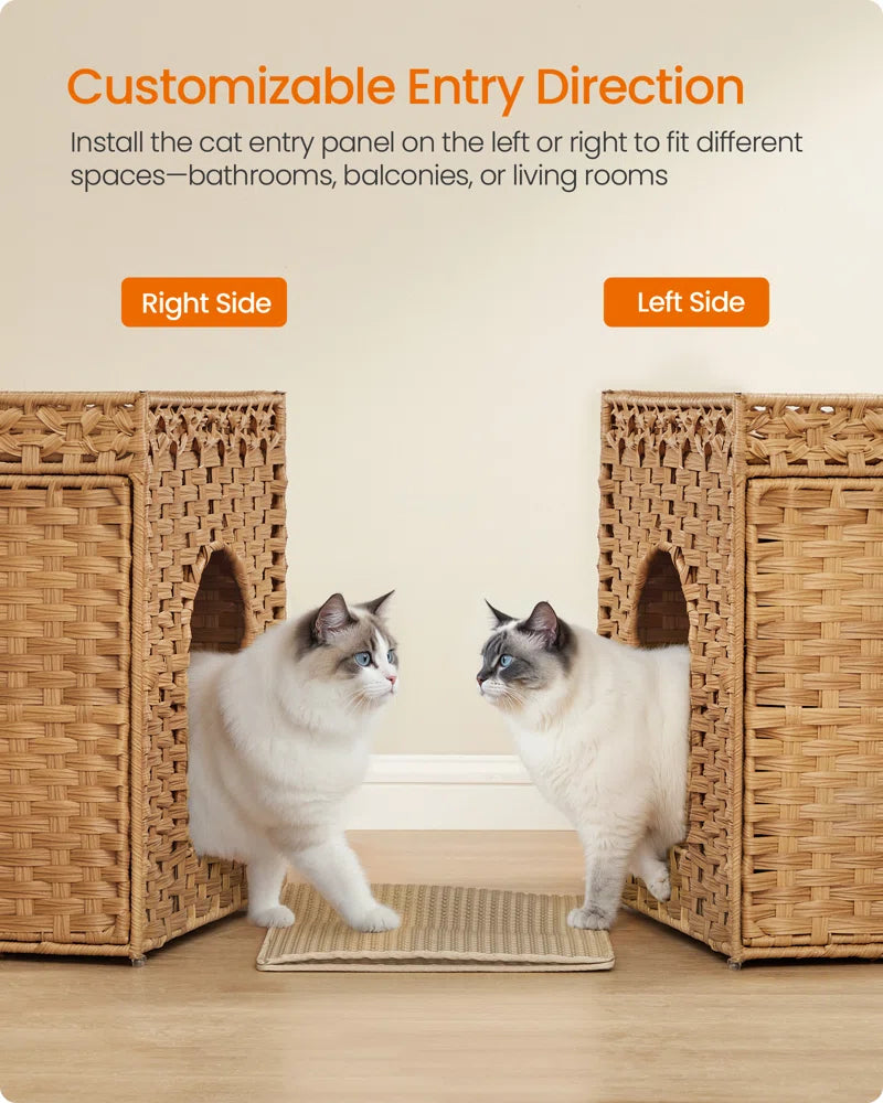 Rattan Hidden Litter Box Enclosure