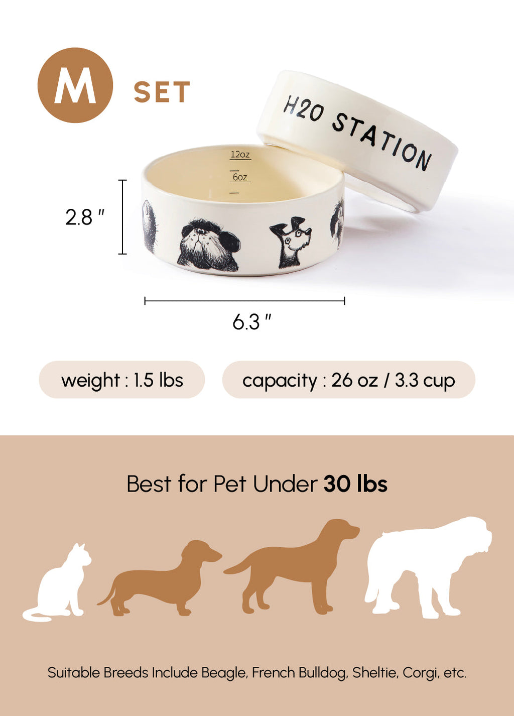 The Sketch Series - Dog Bowl Set