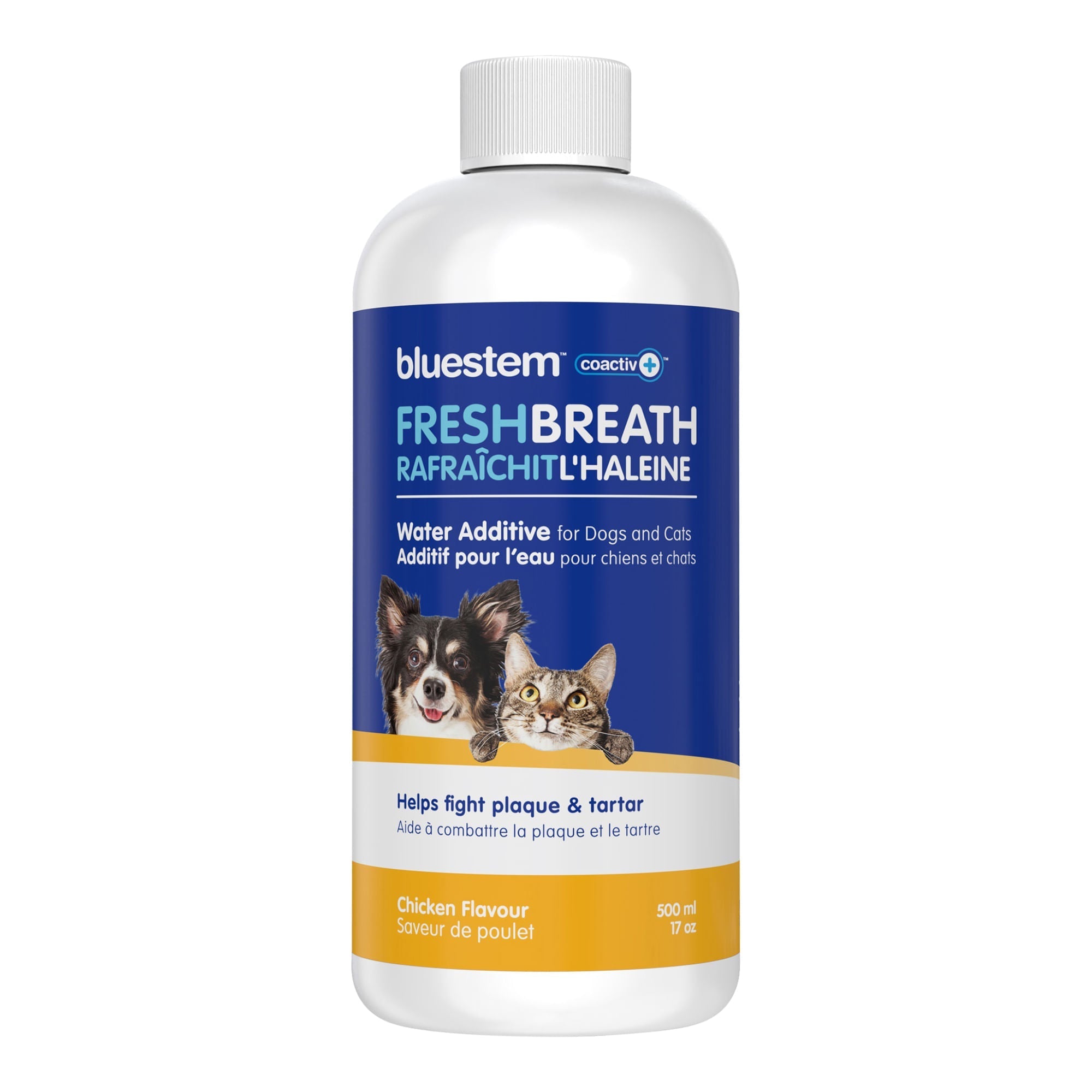 bluestem Fresh Breath Plaque & Tartar Control Water Additive for Dogs & Cats Chicken 17 oz