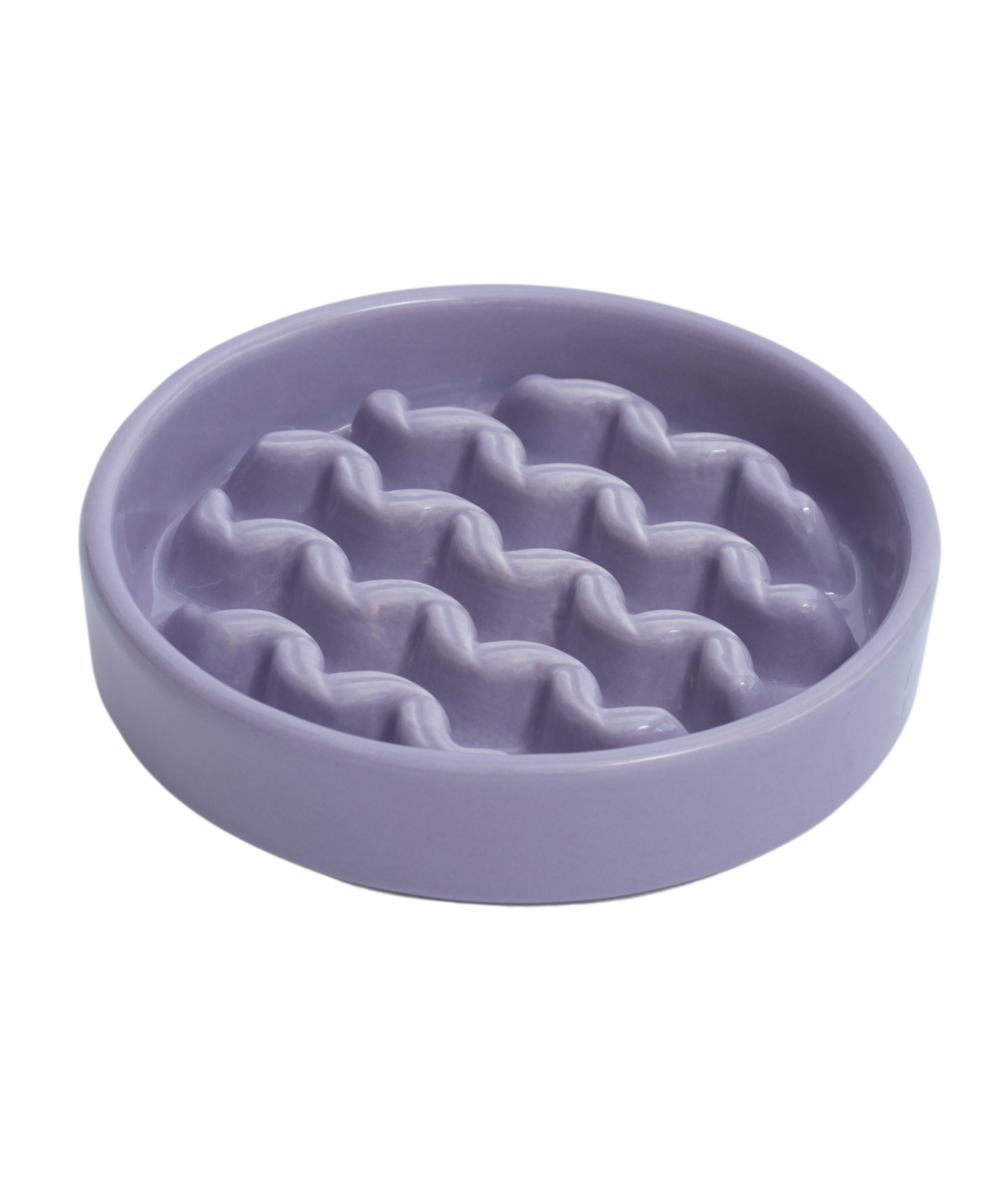 The Macaroni - Slow Feeder Dog Bowl Purple No Wood Stand