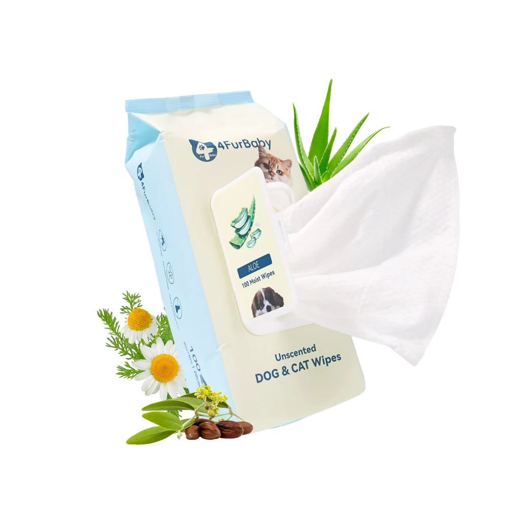 Hypoallergenic Plant-Based Pet Wipes 100 Count Unscented Aloe